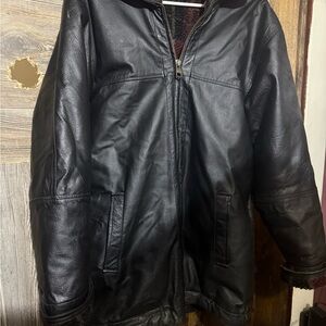 Men's Classic Black Leather Field Jacket